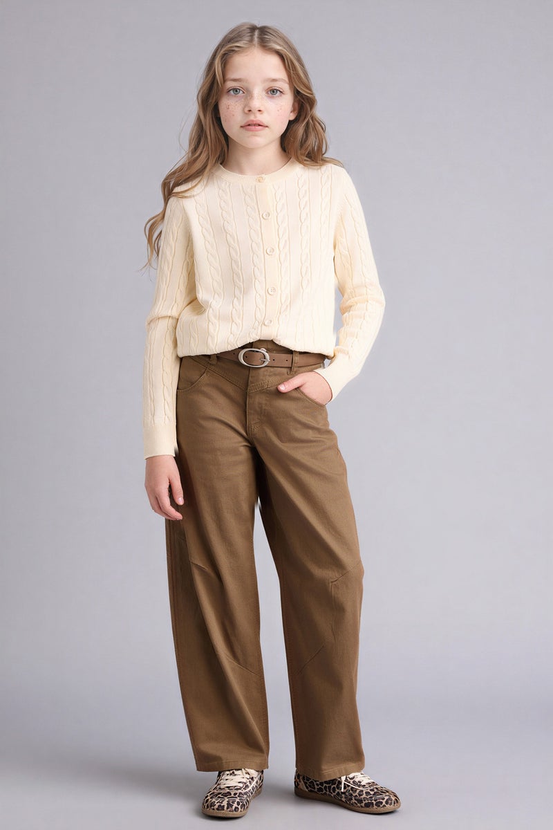 ديفاكتو كارديجان بناتي قصة عادية بياقة مستديرة - Image 2